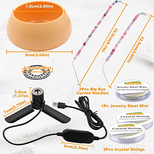EuTengHao Automatically Beading Spinner Electric Bead Spinner with Large Beading Needles, Adjustable Speed Bead Spin Bowl for Jewelry Making DIY Seed Beads, Assorted Beads, Bracelets,Necklace
