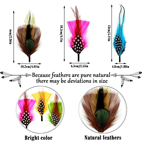 20 Pcs Hat Feathers, Assorted Feathers for Fedora Hats Colorful Real Feathers Accessories for Men Women (Mixed Style)
