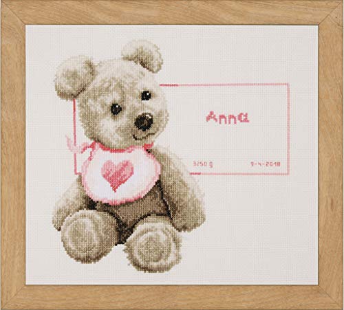 Vervaco Bear with Bib On Aida (14 Counted Cross Stitch Kit 10.5"X10.5"