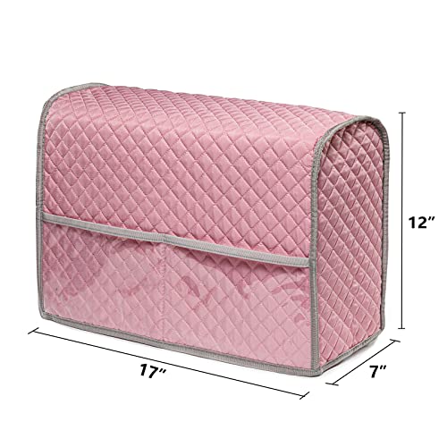 BAGSFY Sewing Machine Cover with Storage Pockets, Pink Sewing Machine Dust Cover Compatible with Most Standard Singer & Brother Sewing Machine