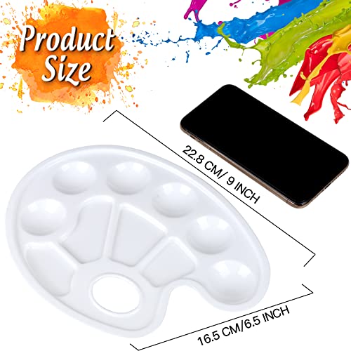 Oval Paint Tray Palettes, FANDAMEI Plastic Paint Tray Palette, Paint Palettes Paint Pallets with Thumb Hole for Adults & Kids, for Painting or DIY Craft Class, White, 2 PCS