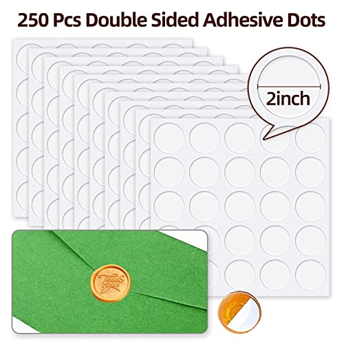 250 Pcs Double Sided Adhesive Dots for Wax Seal, 1 Inch Adhesive Wax Seal Backing for Wax Sealing, Clear Sticky Dots Adhesive Dots Double Sided Removable for Wax Seal Stickers, Craft Adhesive Waxing