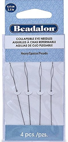 3 Packs - Beadalon Collapsible Eye Needles 2.5 Fine, Medium & Heavy - 4pcs/pk - Total 12 Needles (in Rigid Pak TM Mailer)