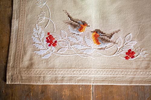 Vervaco Stamped Cross Stitch Robins in, Multicoloured