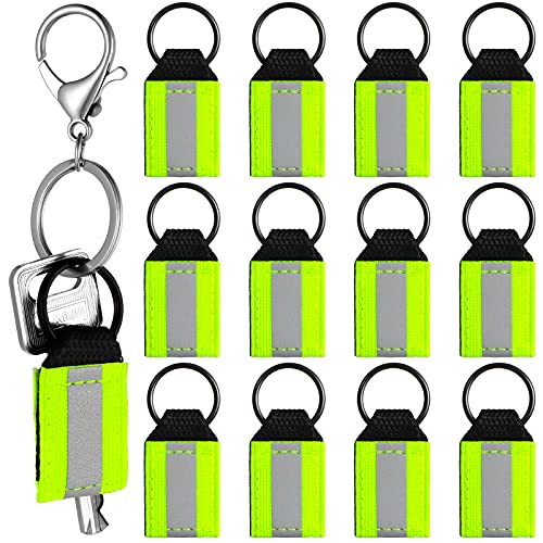 Hicarer 12 Pieces Reflective Zipper Pulls Nylon Keychain Tags, Bright Tags for First Aid Bag Backpack Pendant for Kids Adults Dog Collar Zippers Decorations
