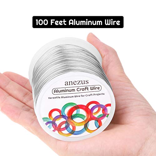 12 Gauge Aluminum Wire 100 Feet, Anezus Metal Armature Wire Bendable Sculpting Wire for Crafts Wreath Making Jewelry Making Beading Floral (Silver, 2mm)
