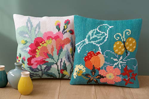 Vervaco Cross Stitch Cushion Kit Bright Flowers 16" x 16"