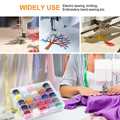 BHSKJSZ 25 PCS Bobbins and Sewing Thread with Case, Pre-Wound Bobbins Set, for Hand and Machine Sewing Assorted Colors Perfect Tools for DIY