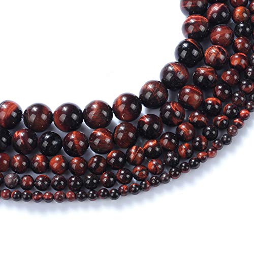 8MM Red Tiger Eye Beads Round Smooth Natural Tigereye Stone Beads for Jewelry Making DIY Gifts for Family and Friends (Red Tiger Eye, 8mm)
