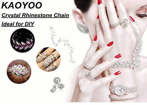 KAOYOO 10 Yards 2.5MM Crystal Rhinestone Close Chain Trim for Sewing Crafts,DIY Decoration(Gold)