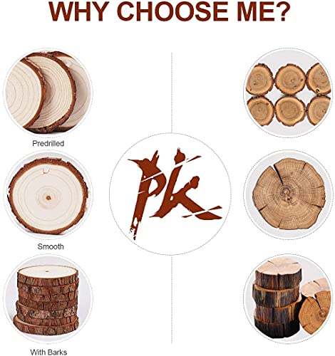 5ARTH Natural Wood Slices - 30 Pcs 2.0-2.4 inches Craft Unfinished Wood kit Predrilled with Hole Wooden Circles for Arts Wood Slices Christmas Ornaments DIY Crafts