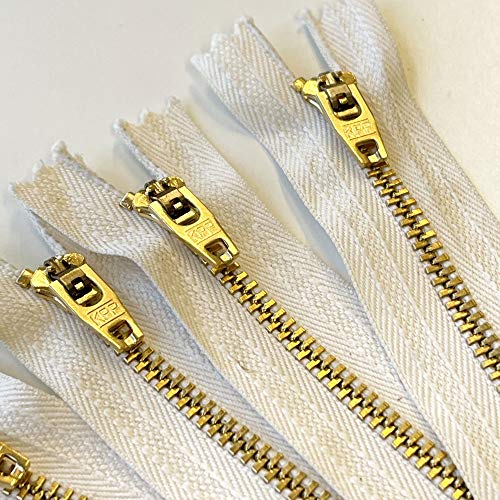 PetiteCocoCrafts Dyeable Unbleached Metal Jean Zipper 6PCS/Pack (Made in Korea) 4", 5", 5.5", 6", 6.5", 7" (6 inch)