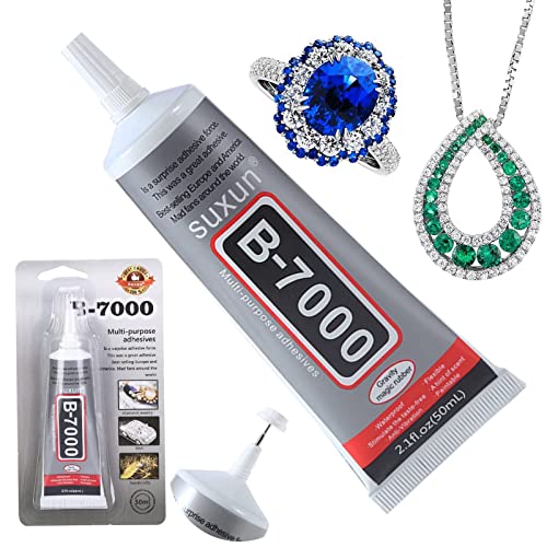 B7000 Rhinestone Glue for Crafts DIY 50ml Multi-Function Clear Jewelry Glue for Jewelry Making Super Adhesive for Phone Screen Repair(2.1 FL.OZ)