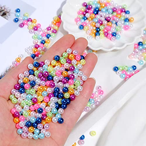 700pcs Pearl Beads 6mm Pearl Craft Beads Round Loose Pearls with Holes for Sewing Crafts Decoration Bracelet Necklace Jewelry Making (Rice Pink)
