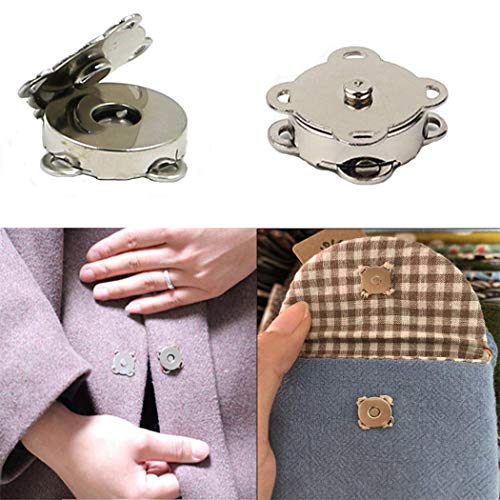 20 Sets Magnetic Snaps Button for Purse Handbag Wallet Overcoat Bag 19 mm Silver Fasteners Snap Buttons (19mm)