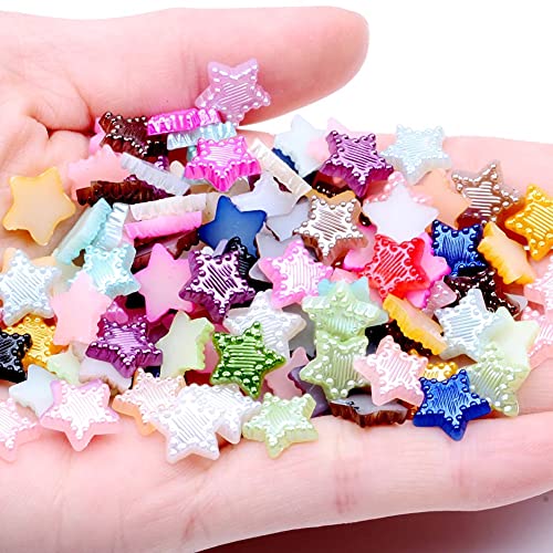Random Color 1000PCS Craft ABS Star Imitation Pearls Resin Slime Beads Flatback Buttons for Handcraft Accessories Scrapbooking Phone Case Decor Bead Loose Beads Gem DIY (Style 2)