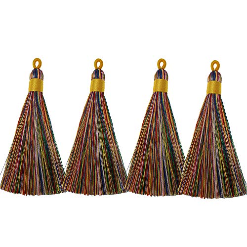 PAMIR TONG 16pcs 8cm Chinese Knot Tassels Handmade Rayon Silk Tassels Jewelry Supplies (Rainbow)