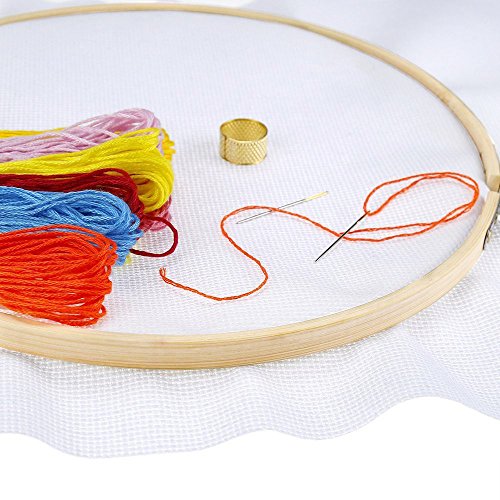 Pllieay 12 Pieces 4 Inch Embroidery Hoops Bamboo Circle Cross Stitch Hoop Ring for Embroidery, Art Craft Handy Sewing and Home Decoration