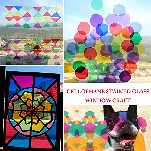 Morepack Cellophane Sheets,120Pcs12x12 Inches Cello Sheets, Colored Cellophane Wrap for DIY Arts Crafts Decoration