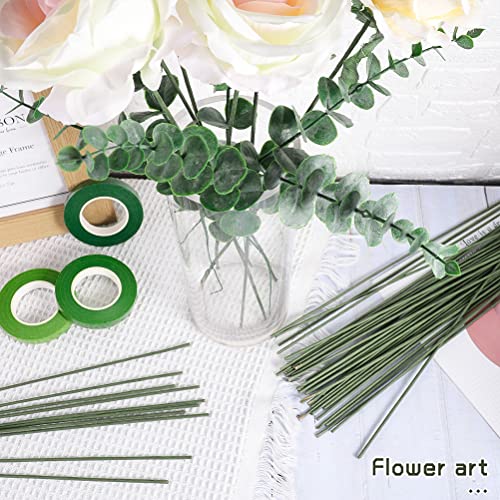 60 Pcs Floral Stems Wire for Paper Flower 2 Gauge Flower Stems 16 Inch Artificial Green Crafts Wire Wreath Making Supplies for Wire Wreath Frame Crafts DIY Floral Wire Florist Wreath Making
