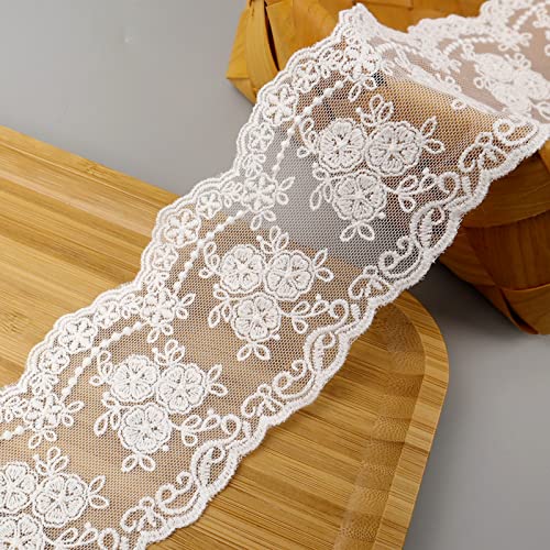 IDONGCAI Europe Crown Lace Trim Guipure White Lace Eyelet Sewing Lace Trim White Embroidery Lace Ribbons for Crafts 3'' Width 4 Yards