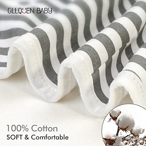 GLLQUEN BABY Organic Swaddle Blankets for Baby Boy Girl, Gray Elephant Star & Stripe, 3 Pack Wrap Set, Newborn Adjustable Swaddles Sleep Sack, 0-3 Months (Small/Medium)
