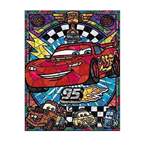 5D Diamond Painting Full Drill,Lightning McQueen Piston Cup Cartoon DIY Diamond Painting by Number Kits, Rhinestone Crystal Drawing Gift for Adults Kids, 16''x12'' Embroidery Dotz Kit Home Wall Décor