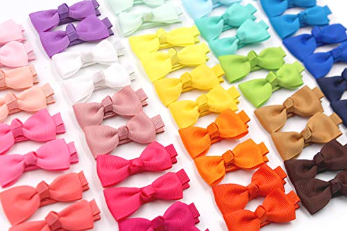 Baby Hair Clips CELLOT 50 Pieces 25 Colors in Pairs Baby Girls Fully Lined Baby Bows Hair Pins Tiny 2" Hair Bows Alligator Clips for Girls Infants Toddlers