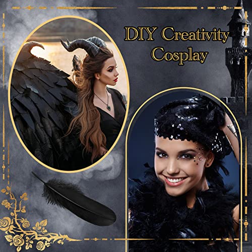 Canlierr 500 Pcs 6-8 Inch Natural Goose Feathers Goose Natural Feathers for DIY Halloween Decorations, Cosplay, Gothic Costumes, Crafts (Black)
