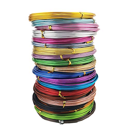Inspirelle 20 Colors Aluminum Craft Wire Bendable Metal Wire for Jewelry Craft Making, 5M Each Color (15 Guage (1.5mm))