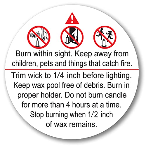 Superb Home 100 pcs 1.25” ASTM Compliant Candle Warning Labels Stickers Waterproof Scratchproof Official NCA Safety Alert Symbols Big Text Soy Wax Candles Making Supplies Jars Tins Container