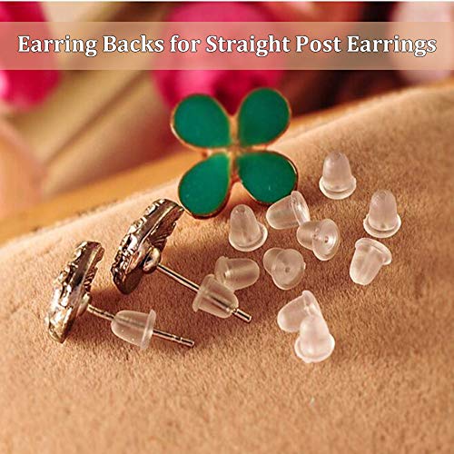 Earring Backs for Studs, 500PCS Clear Bullet Clutch Stoppers, Ear Safety Back Pads for Fish Hook Earring Studs Hoops, Hypoallergenic