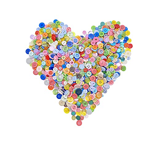 1000 Pcs Buttons, Assorted Sizes Round Buttons for Sewing DIY ,Children's Manual Button Painting, Mixed Colors