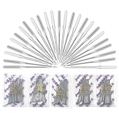 50 Pack of Sewing Machine Needles, 5 Assorted Sizes (HA 65/9, 75/11, 90/14, 100/16, 110/18) 10pcs of Each, Universal Regular Point Needles, Perfect for Embroidery, Cloth Repair, DIY and Crafts