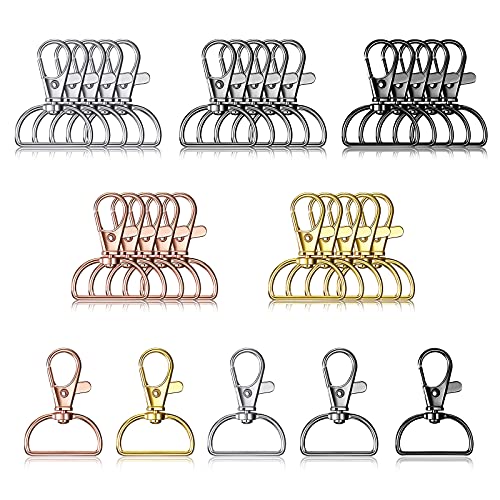 25 Pieces Metal Swivel Clasps Lanyard Snap Hooks Keychain Clip Hooks Lobster Claw Clasps Keychain Hook Clasps with D Rings for Keychain Purse Hardware Sewing Craft Project, 5 Colors, 25 mm