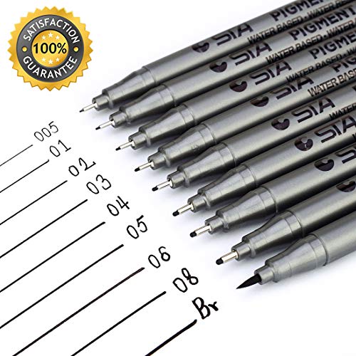 MISULOVE Micro-Pen Fineliner Ink Pens - Precision Multiliner Fine Point Drawing Pens for Artist Illustration, Sketching, Technical Drawing, Manga, Bullet Journaling, Scrapbooking(9 Size/Black)