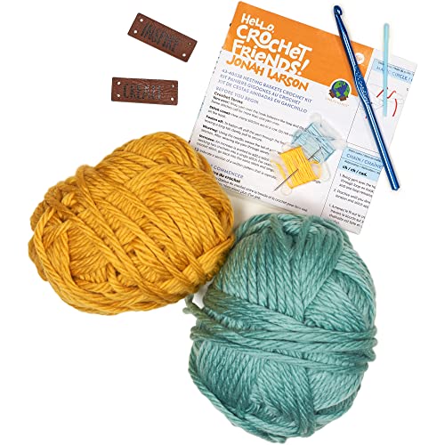 Boye Jonah's Hands Nesting Baskets Beginners Crochet Kit for Kids and Adults, Makes 2 Projects, Multicolor 7 Piece