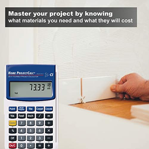 Calculated Industries 8510 Home ProjectCalc Do-It-Yourselfers Feet-Inch-Fraction Project Calculator | Dedicated Keys for Estimating Material Quantities and Costs for Home Handymen and DIYs , White Small