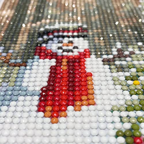 MXJSUA Christmas Diamond Painting Kits for Adults,Christmas Tree Diamond Art Kits,Snowman 5D Paint with Diamond Full Round Drill Gem Art,Snowy Winter Diamond Art Painting Kits(12x16/30x40cm)