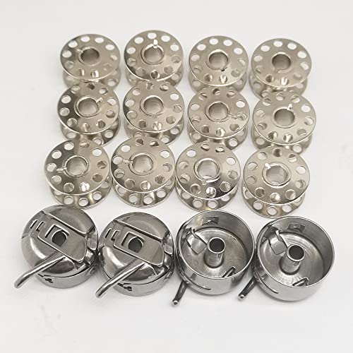 HONEYSEW Sewing Machine Bobbin Case Stainless Steel Bobbin Case and Bobbins for Front Loading 15 Class Machines Suitable for Household Sewing Machine