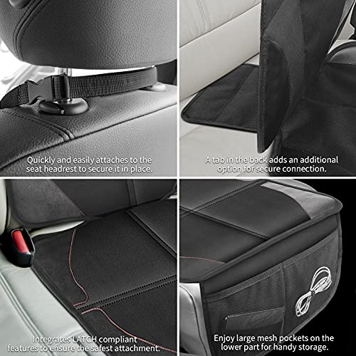 Luilanc Car Seat Protector with Thickest Padding,Waterproof 600D Fabric Child Baby Seat Protector with Storage Pockets,Non-Slip Pets Cover Leather Reinforced Vehicle Seat 1 Pack (Black)