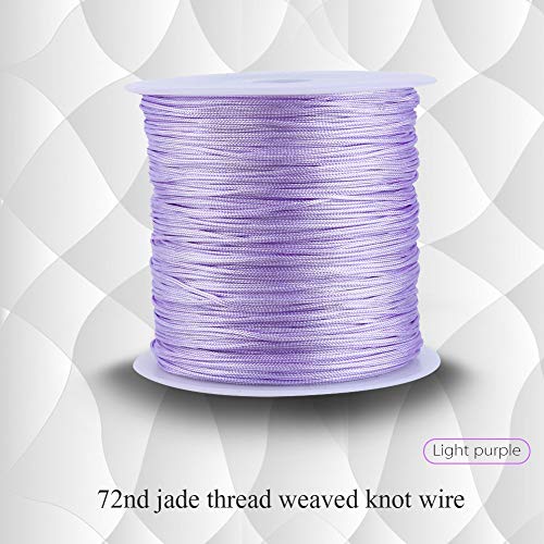 0.8mm Nylon Cord, 100M x 0.8mm Nylon Chinese Knot Cord Rattail Macrame Shamballa Thread (Light Purple)