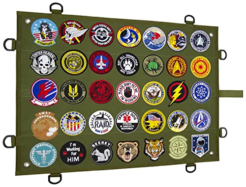 Tactical Patch Display Panel Holder Board for Military Army Combat Morale Uniform Hook and Loop Emblems, 18 Inches x 24 Inches (Small), with D-Rings & Wrap-Strap, No Patches Included