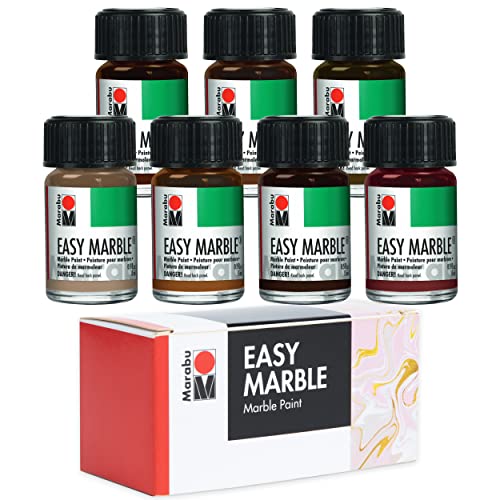 Marabu Easy Marble Paint Set - Brown Colors - Marbling Paint Kit for Kids and Adults - Water Art Kit for Hydro Dipping, Tumbler Making, Paper, and Fabric - 15ml Bottles