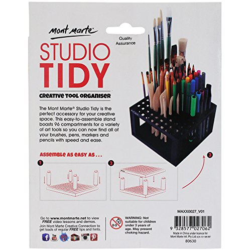 MONT MARTE 96 Hole Plastic Pencil & Brush Holder for Paint Brushes, Pencils, Markers, Pens and Modeling Tools. Provides Excellent Art Studio Organization.