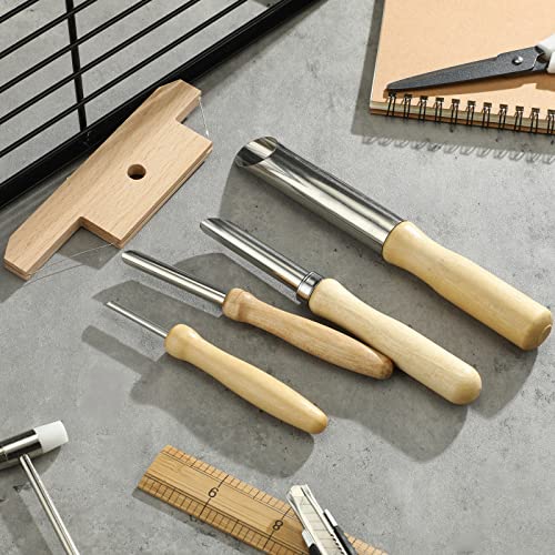 5 Pcs Pottery Clay Tools Set Includes Wood and Wire Bevel Cutter and 4 Pcs Circular Clay Hole Cutters Clay Trimming Tool Pottery Angle Cutter Pottery Tools Hole Cutter for Pottery Ceramics Sculpting