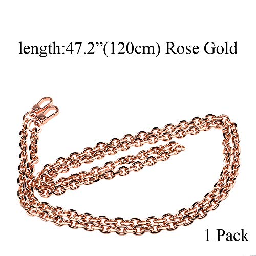 HAHIYO Mini Pochette Purse Chain Strap Thin Wide 6mm for LV Length 47.2 inches Thick 2mm Rose Gold for Shoulder Cross Body Sling Handbag Wallet Clutch Comfortable Flat Metal Strap 1 Pack