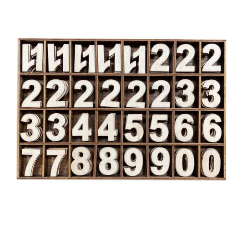 1-1/4 Inch (1.25") 185 Pieces Unfinished Wooden Numbers Blank Wood Clock Numbers Unpainted Calendar Numbers Scrapbooking Crafts
