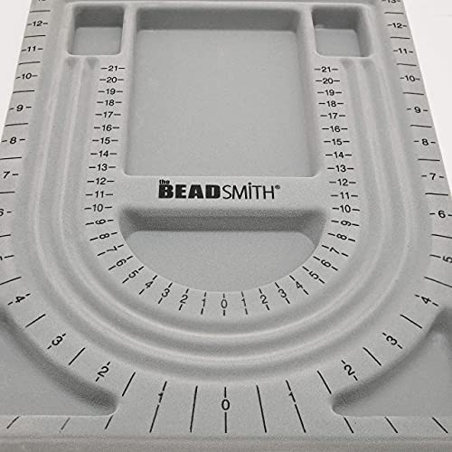 The Beadsmith Bead Board with Cover, Grey Flocked, 3 U-Shaped Channels, 6 Recessed Compartments, 9.75 x 13.25 inches, Design Boards for Creating Bracelets, Necklaces and Other Jewelry