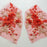 1 Pairs Three Dimensional Embroidery Hot Drill Sequin Nail Bead Lace Flower Piece Manual DIY Applique Clothing Patch Decorative Lace Accessories (red)
